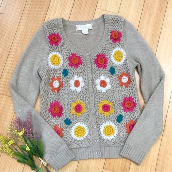 Flying Tomato Sweaters - FLYING TOMATO floral crochet cardigan, S.